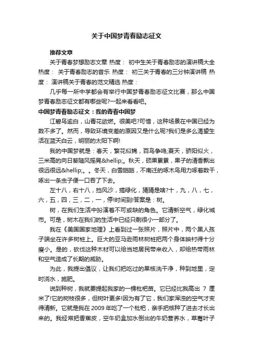 关于中国梦青春励志征文