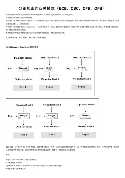 分组加密的四种模式（ECB、CBC、CFB、OFB）