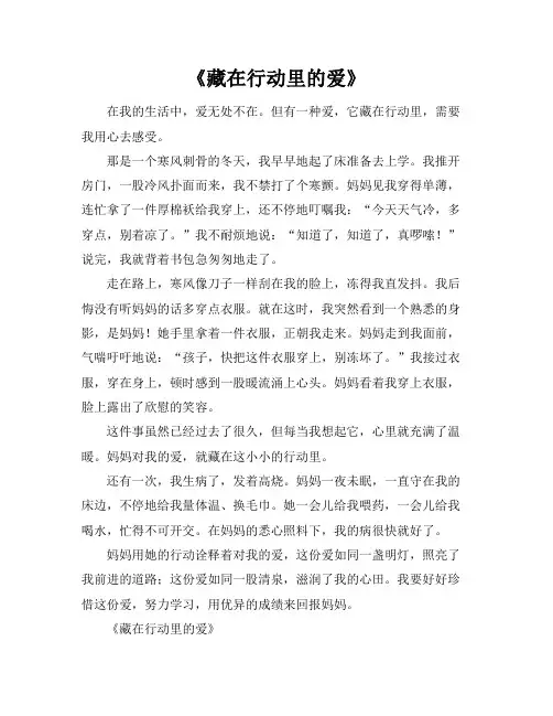 藏在行动里的爱作文600字以上