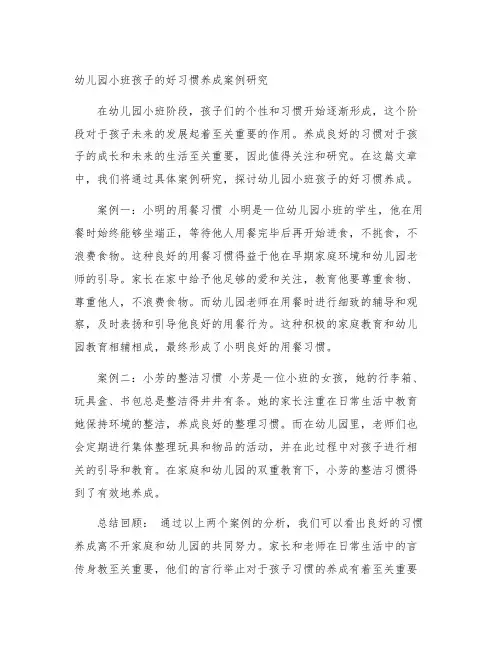 幼儿园小班孩子的好习惯养成案例研究