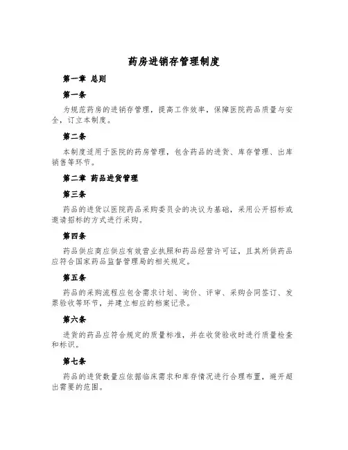 药房进销存管理制度