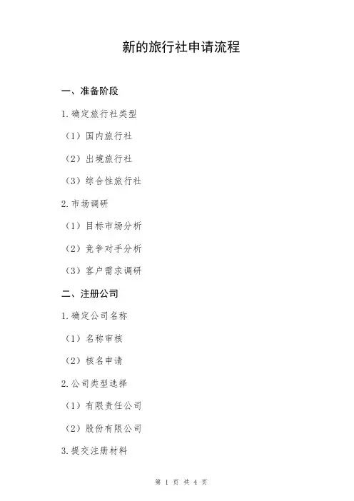 新的旅行社申请流程