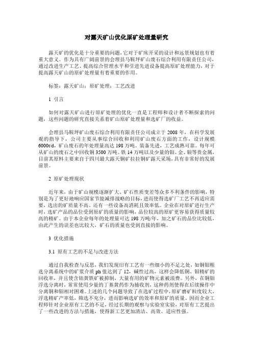 对露天矿山优化原矿处理量研究