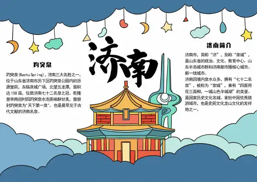 202X 我的家乡济南 电子版手抄小报 (A4附线稿可打印)