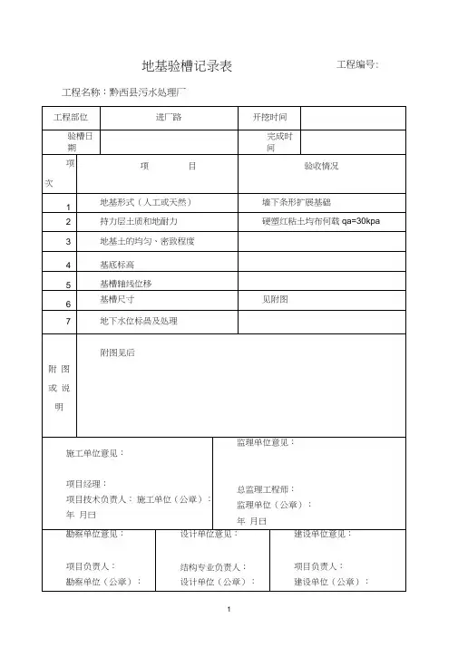 地基验槽记录表新