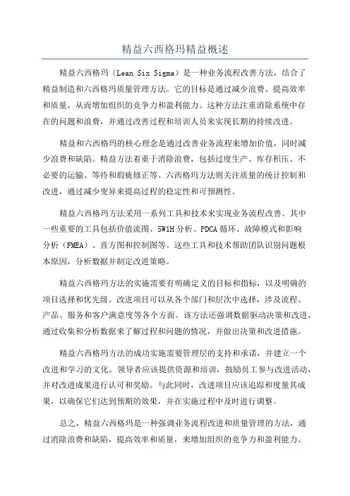 精益六西格玛精益概述