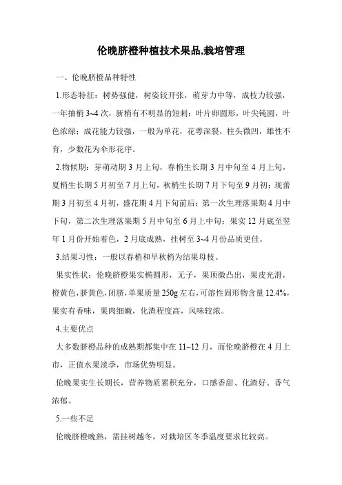 伦晚脐橙种植技术
