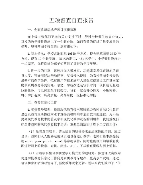五项督查自查报告