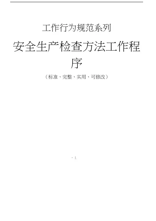 安全生产检查方法工作程序与流程