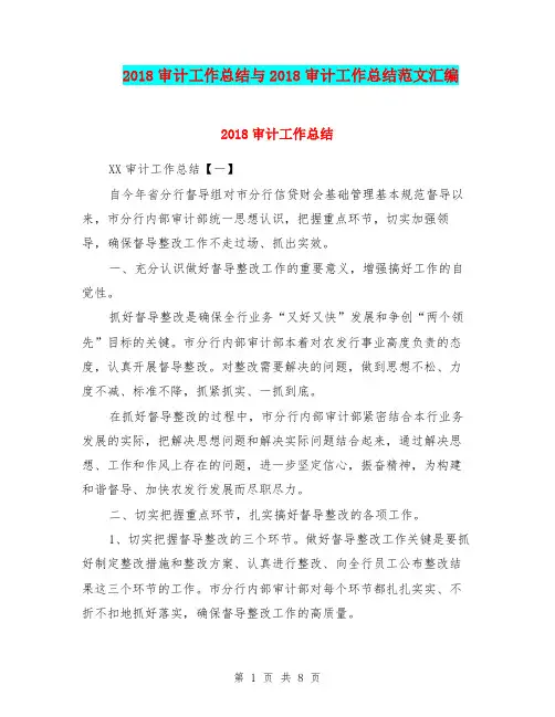 2018审计工作总结与2018审计工作总结范文汇编