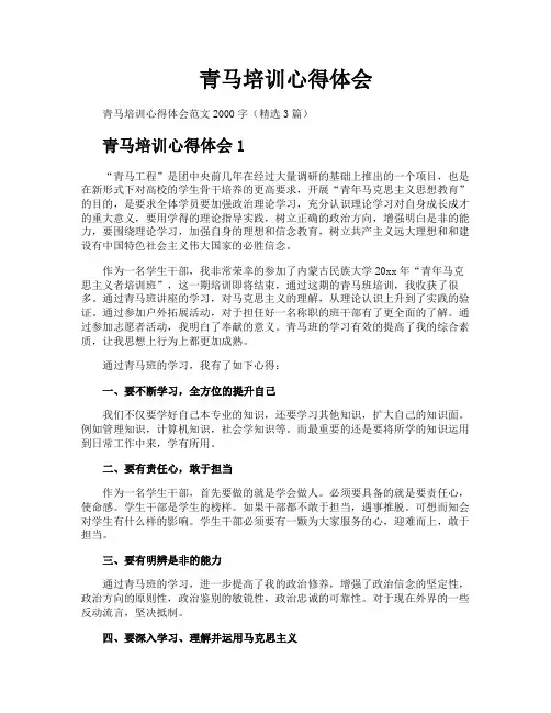 青马培训心得体会