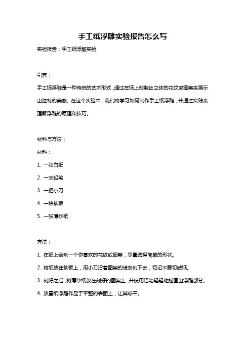 手工纸浮雕实验报告怎么写