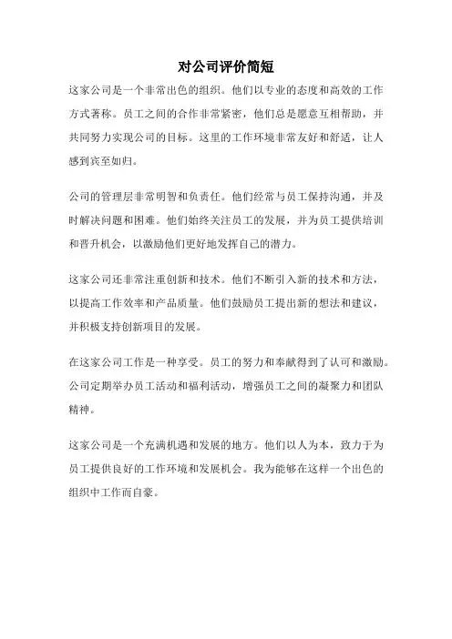 对公司评价简短