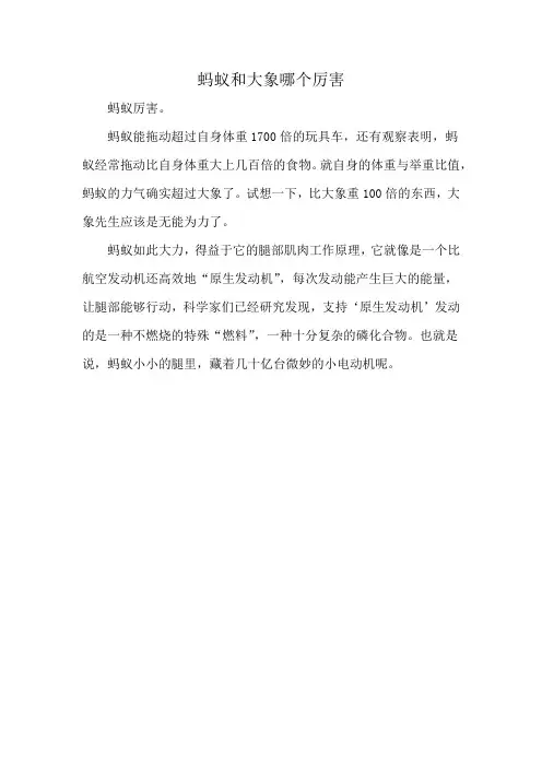 蚂蚁和大象哪个厉害