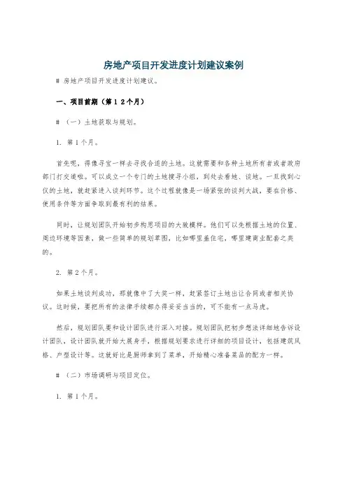 房地产项目开发进度计划建议案例