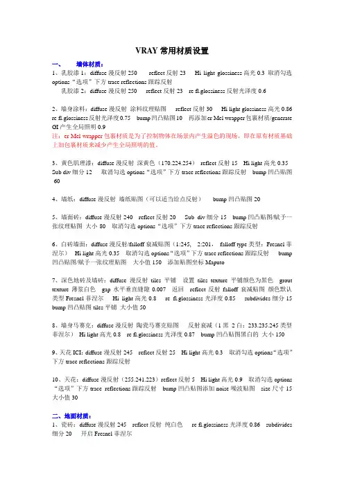 VRAY常用材质设置
