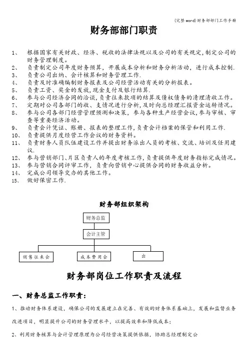 (完整word)财务部部门工作手册