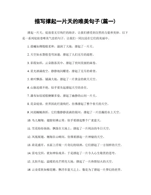 描写撑起一片天的唯美句子(精选两篇)