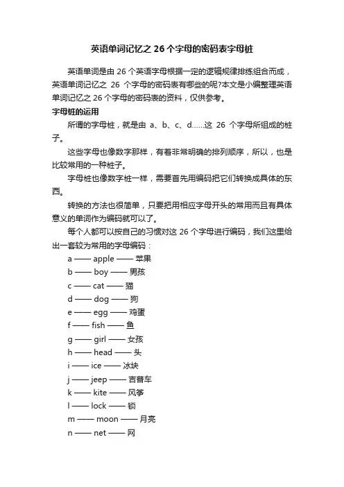 英语单词记忆之26个字母的密码表字母桩