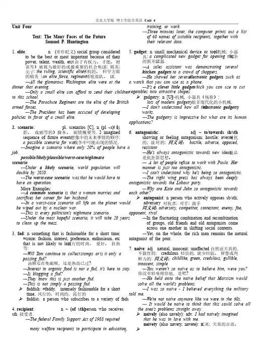 北京大学版博士生综合英语词汇教案unit4