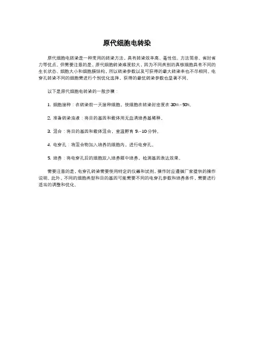 原代细胞电转染