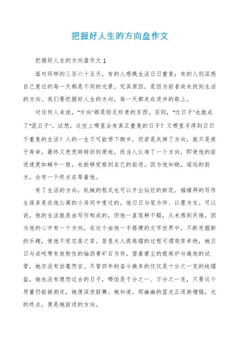 把握好人生的方向盘作文