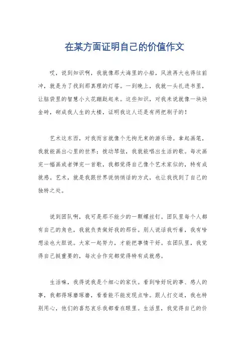 在某方面证明自己的价值作文