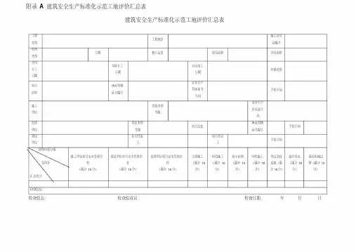 安徽省建筑安全生产标准化示范工地评价汇总表资料