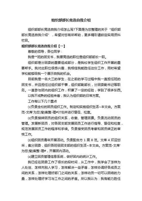组织部部长竞选自我介绍
