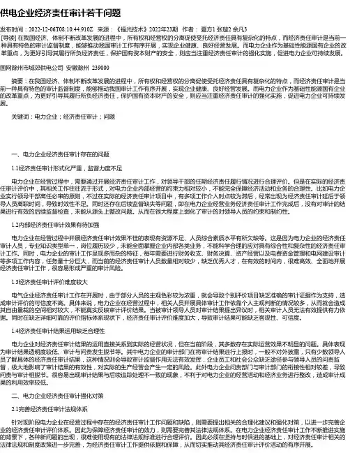 供电企业经济责任审计若干问题