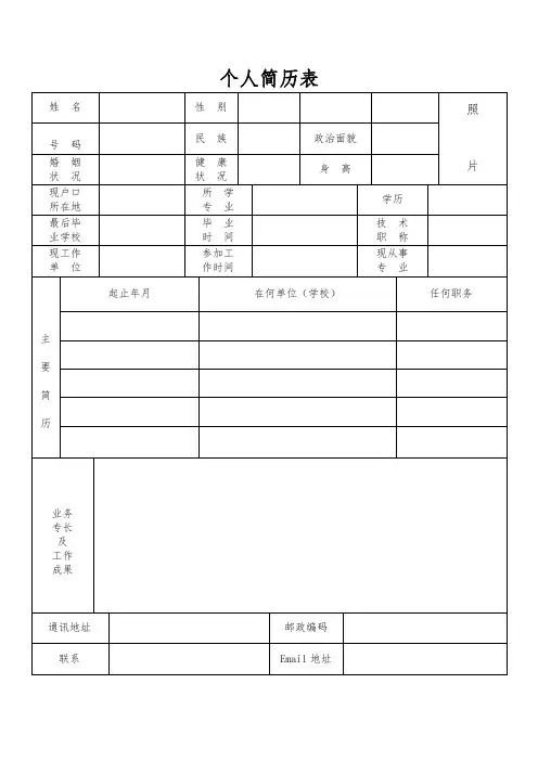 公司应聘招聘简历表格模板