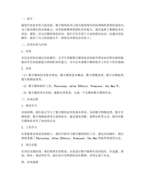 数媒技术实训总结报告范文