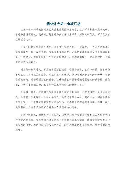 儒林外史第一章观后感