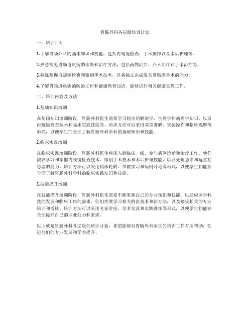 胃肠外科各层级培训计划
