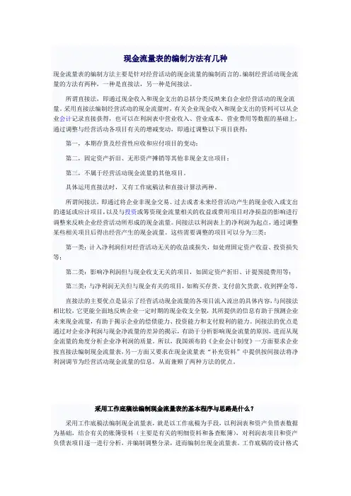 现金流量表编制方法