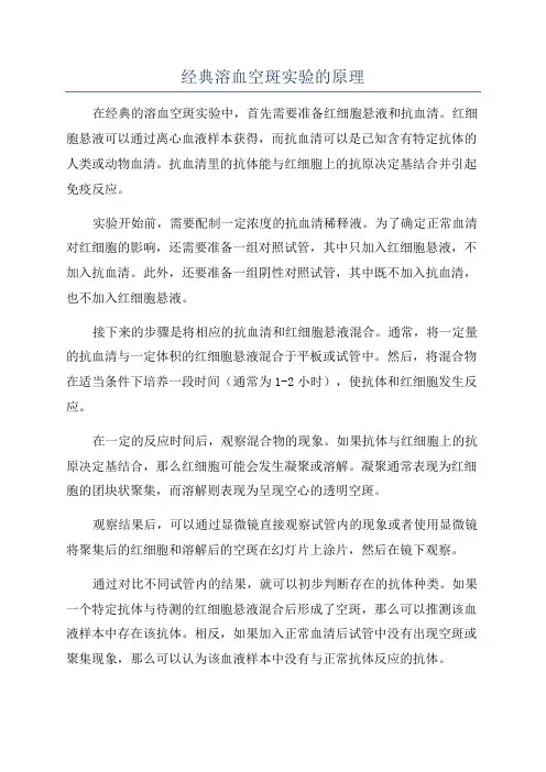 经典溶血空斑实验的原理