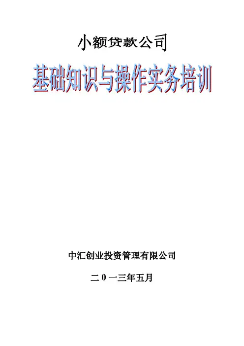 小额贷款公司基础知识与操作实务培训