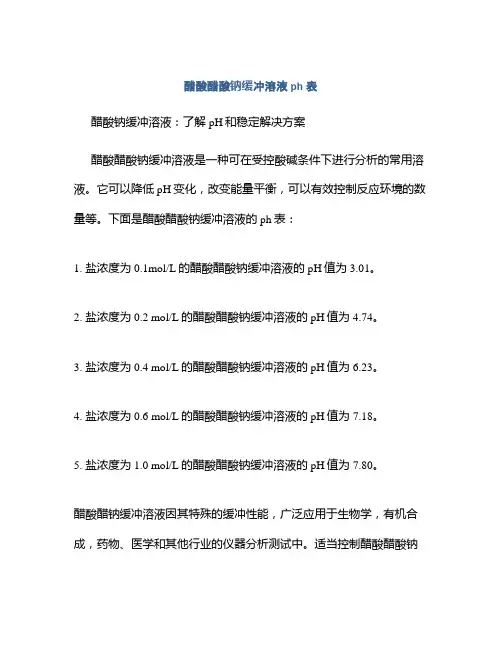 醋酸醋酸钠缓冲溶液ph表