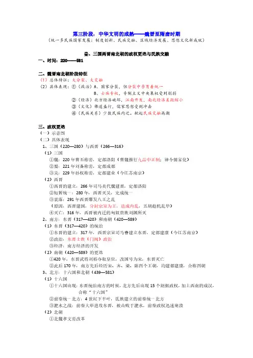 中华文明的成熟——魏晋至隋唐时期