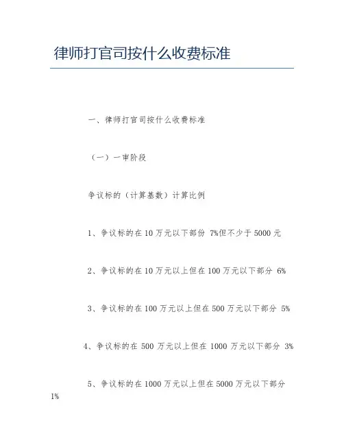 律师打官司按什么收费标准