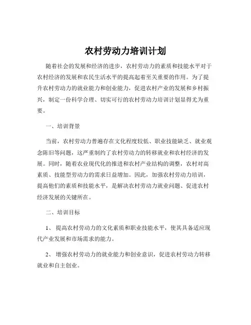 农村劳动力培训计划