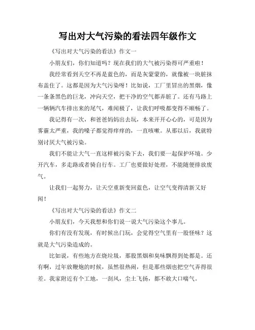 写出对大气污染的看法四年级作文