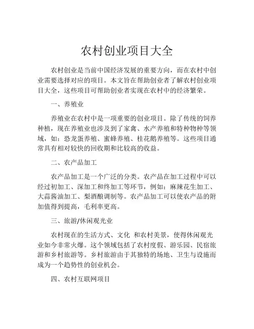 农村创业项目大全