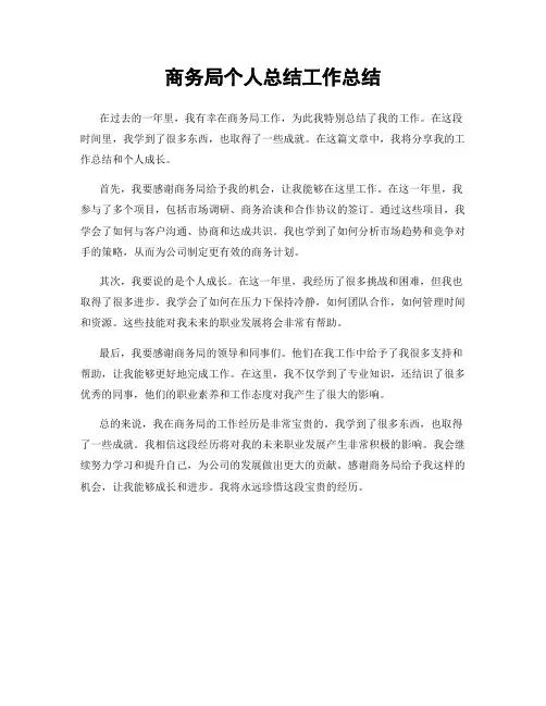 商务局个人总结工作总结