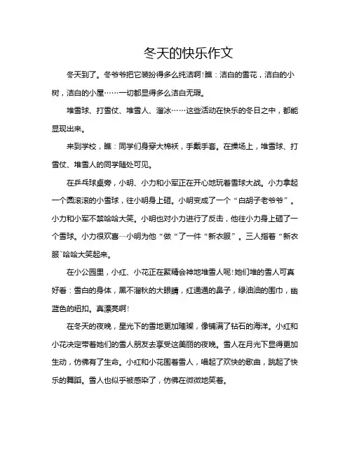 冬天的快乐作文600字初一