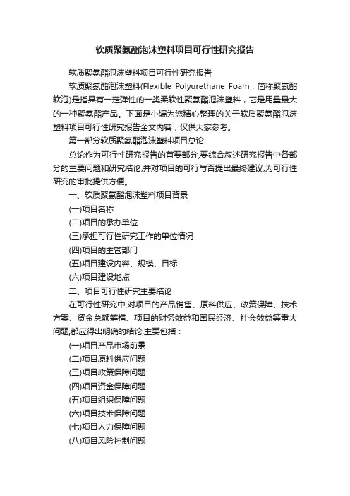 软质聚氨酯泡沫塑料项目可行性研究报告