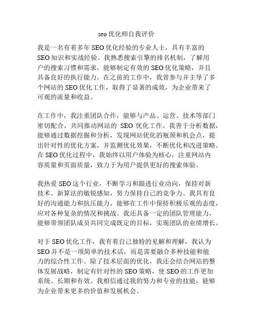 seo优化师自我评价
