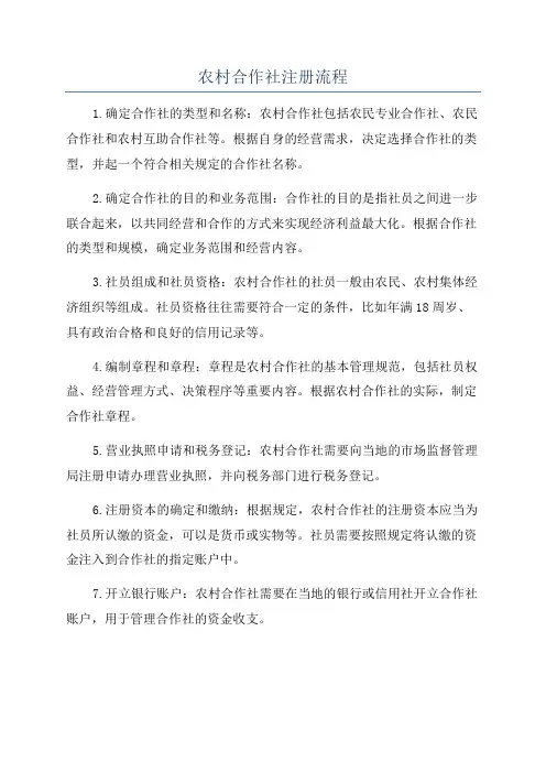 农村合作社注册流程