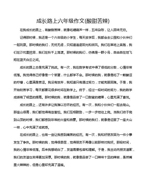 成长路上六年级作文(酸甜苦辣)