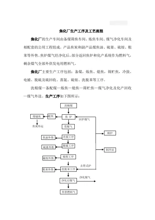 焦化厂生产工序及工艺流程图